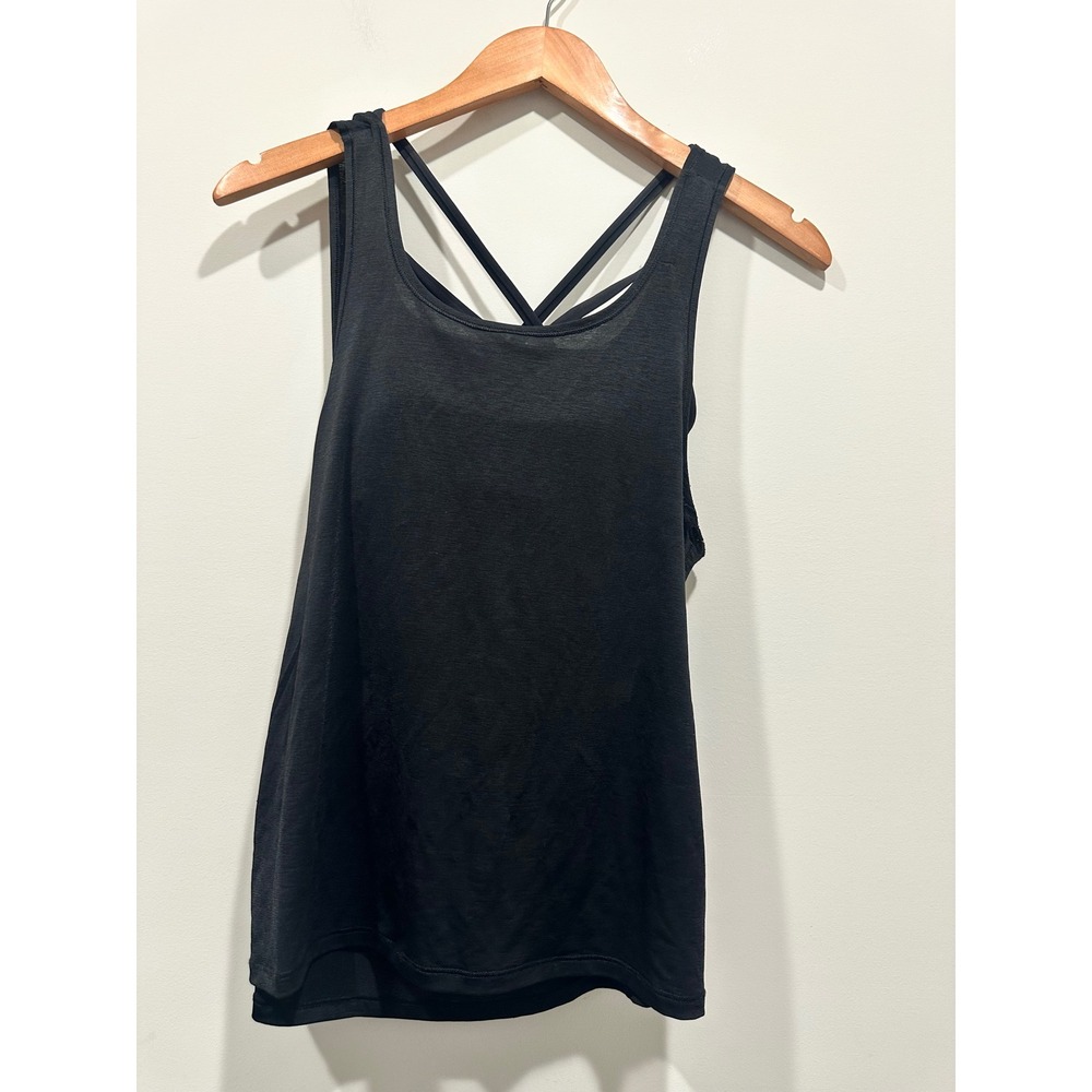 Lululemon Black Strappy Back Tank Top with Built-in Sports Bra Size 2